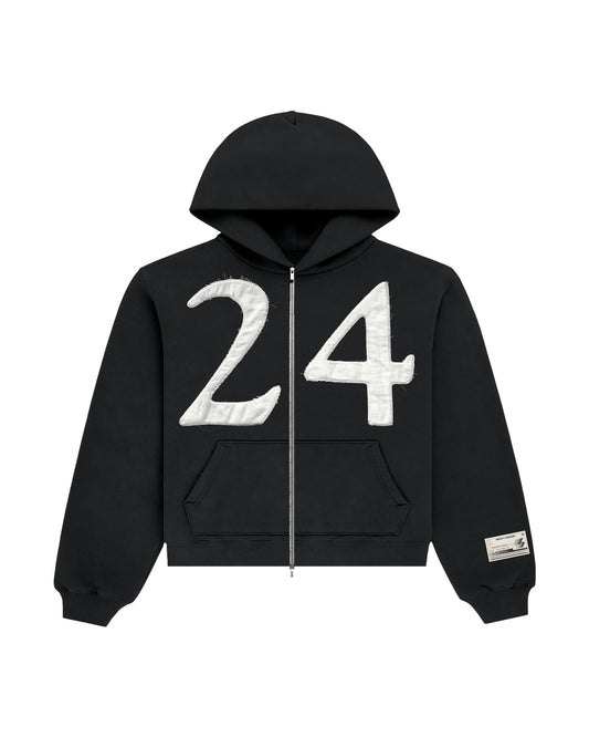 24 PATCHWORK ZIP-UP - BLACK