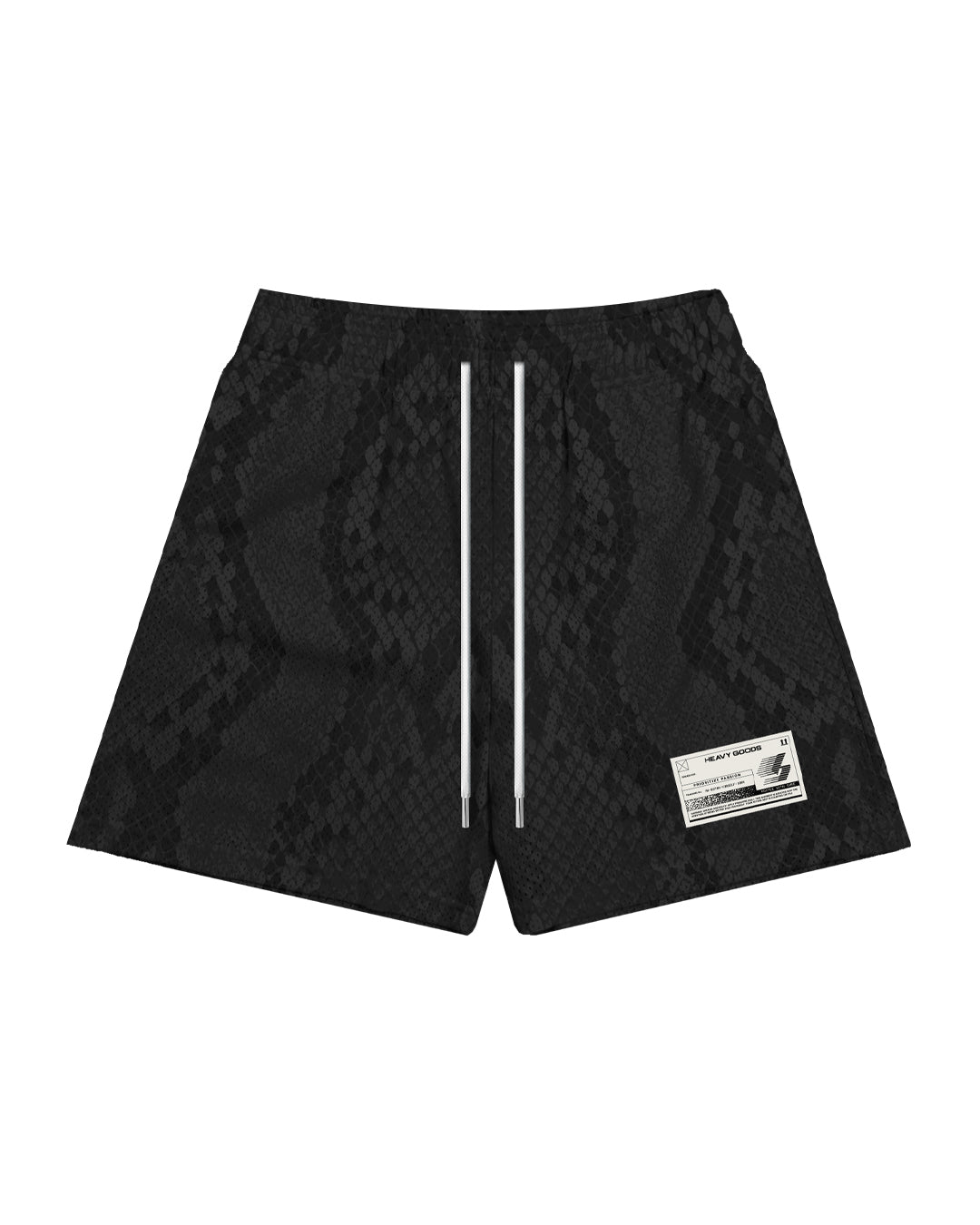 SNAKESKIN MESH SHORTS - BLACK